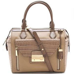 Michael Kors Tan Leather Gia Top Zip Satchel.